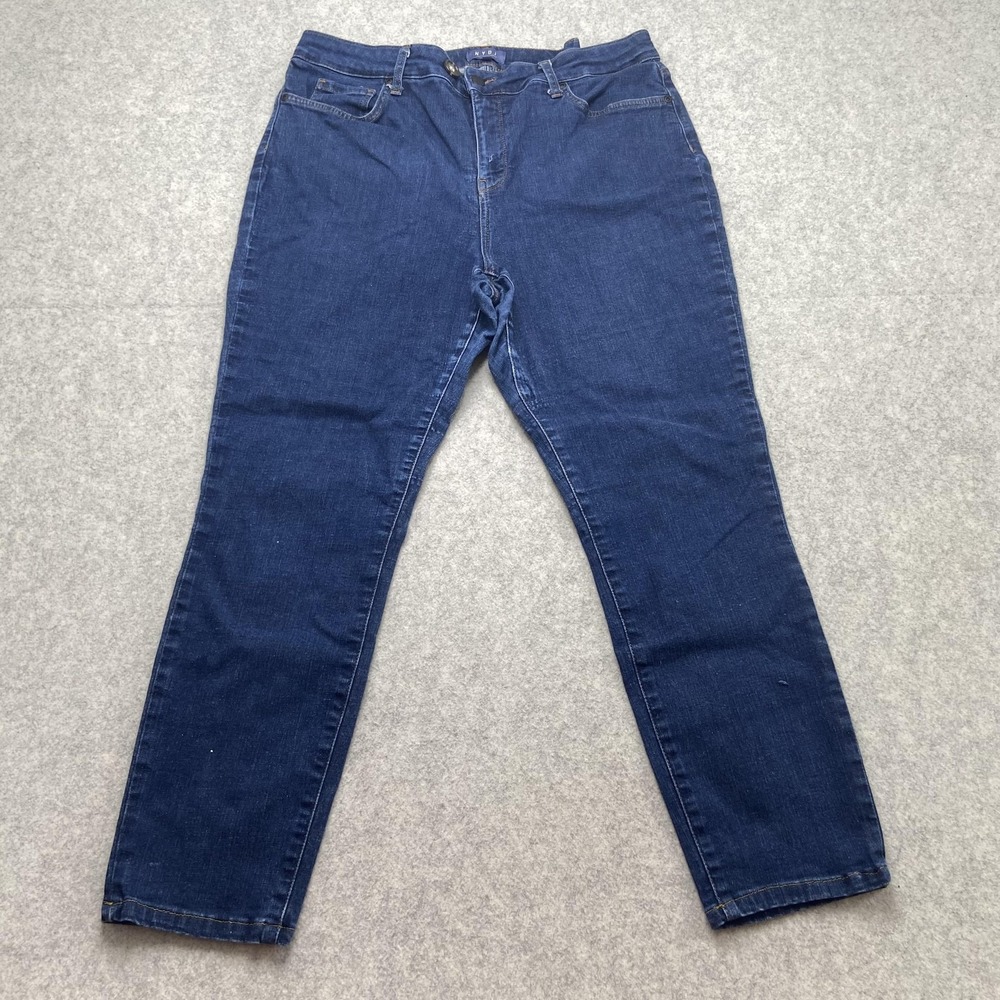 NYDJ Skinny Jeans Womens 16 (34x25) Blue Dark Wash High Rise Stretch Denim
